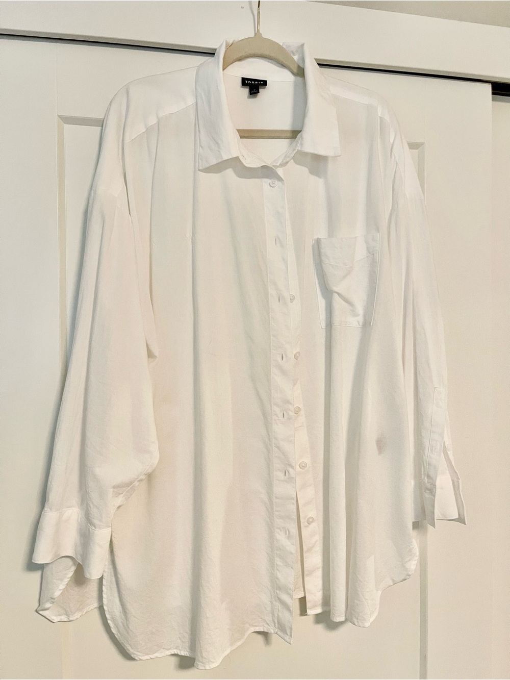 Gently Used Torrid White Drop Shoulder Oversized Collared Shirt - Size 2